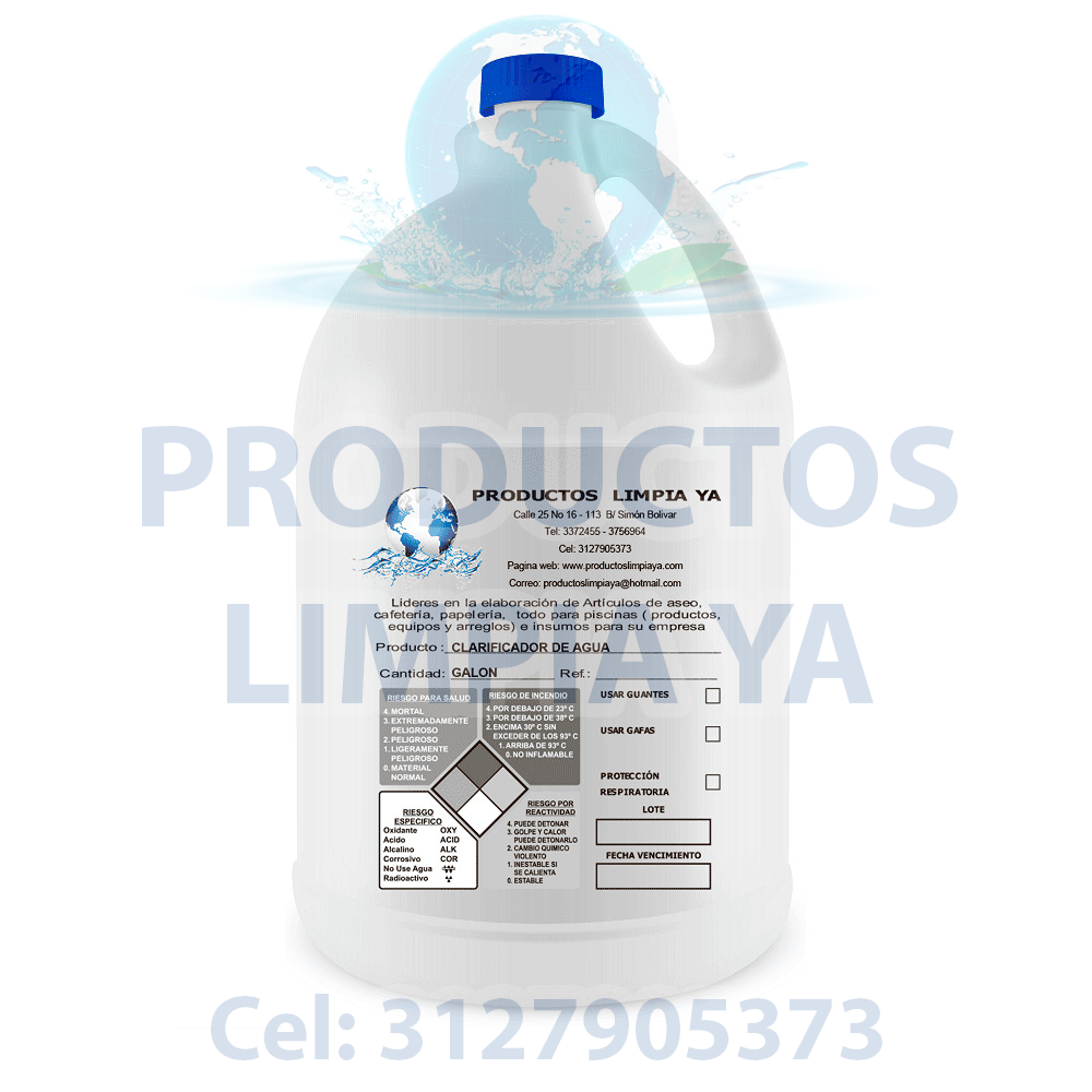 clarificador de agua en galón