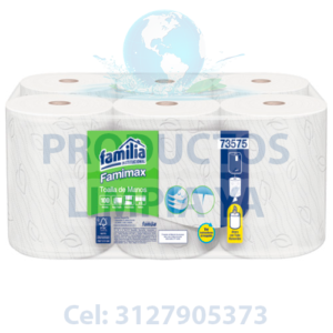 toalla de manos en rollo blanca marca familia